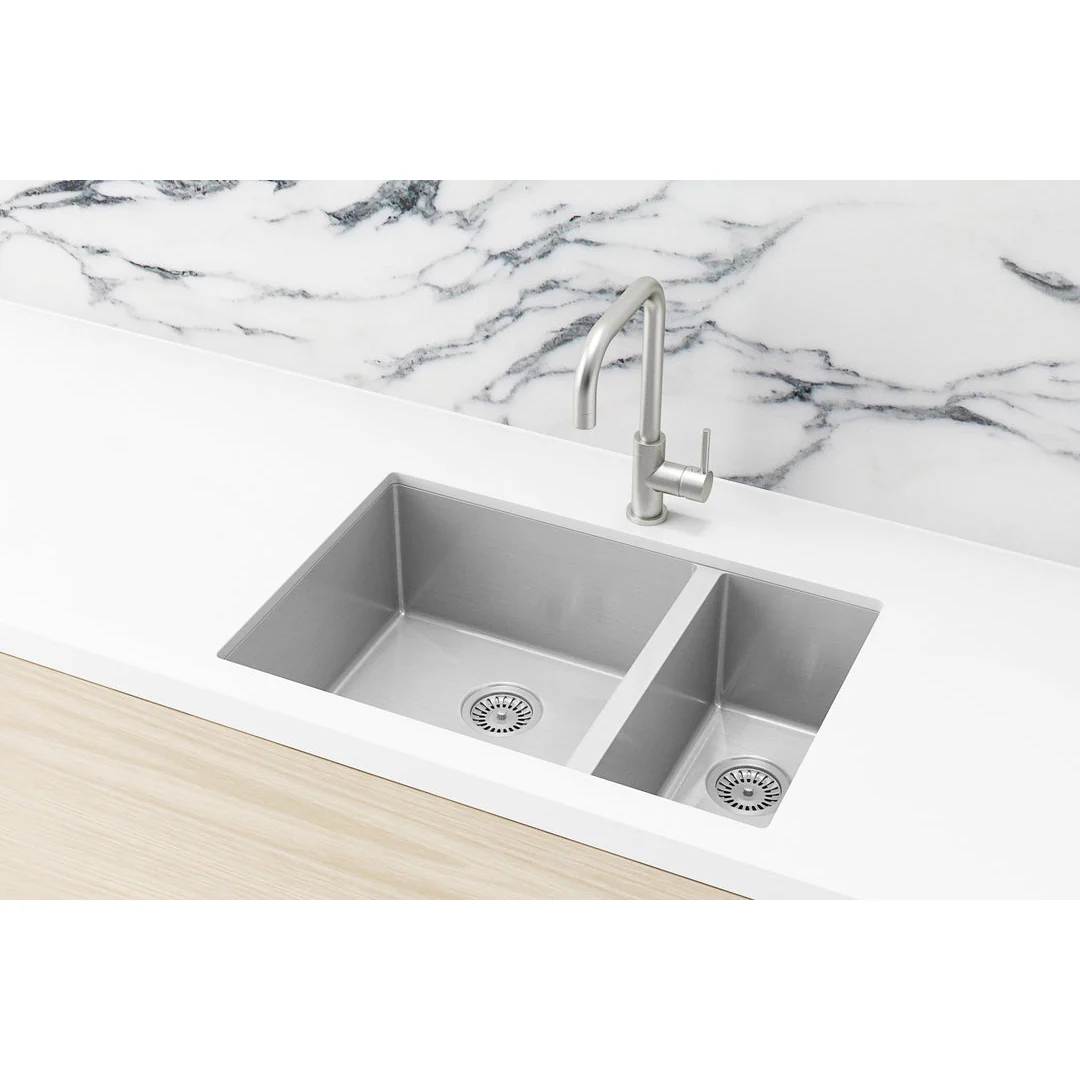 Meir Kitchen Sink Double Bowl 670mm X 440mm - Brushed Nickel - Image 5