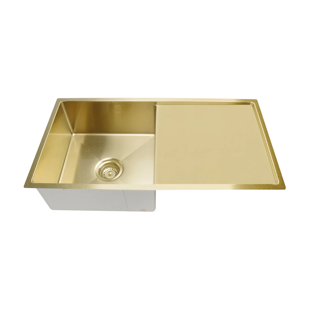 Meir Kitchen Sink Single Bowl & Drainboard 840 X 440 Brushed Bronze Gold - Image 2