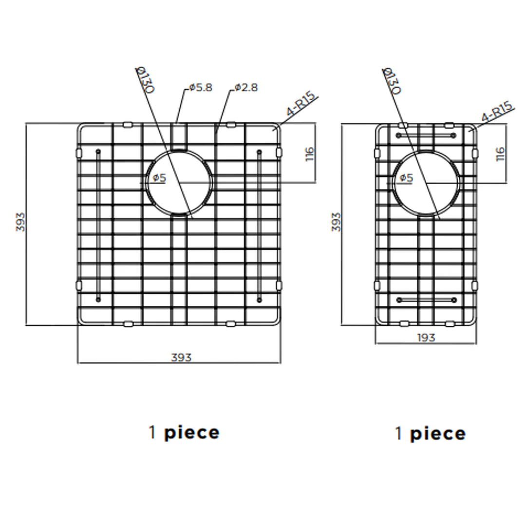 Meir Lavello Double Bowl Protection Sink Grid 670mm - Image 3