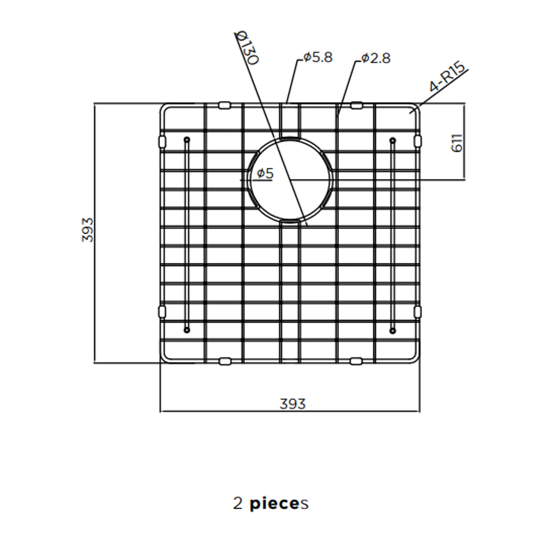 Meir Lavello Double Bowl Protection Sink Grid 860mm - Image 3