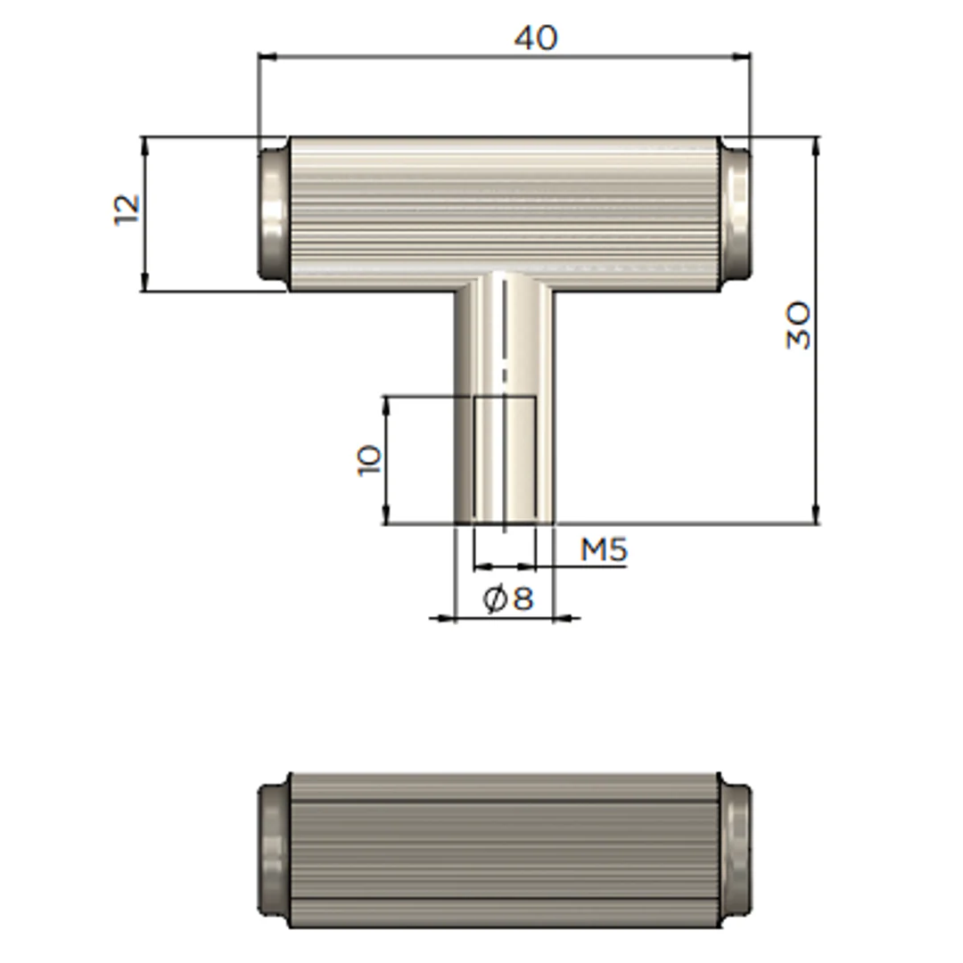 Meir Oppen T Pull Cabinet Handle (Linear) Brushed Nickel - Image 3