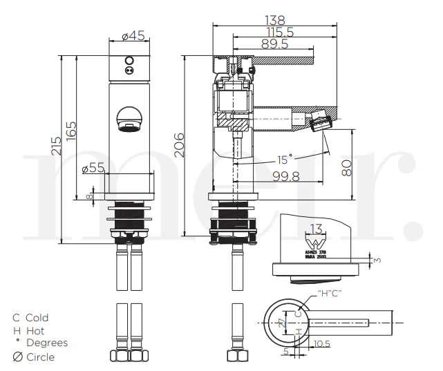 Meir Round Chrome Basin Mixer - Image 7