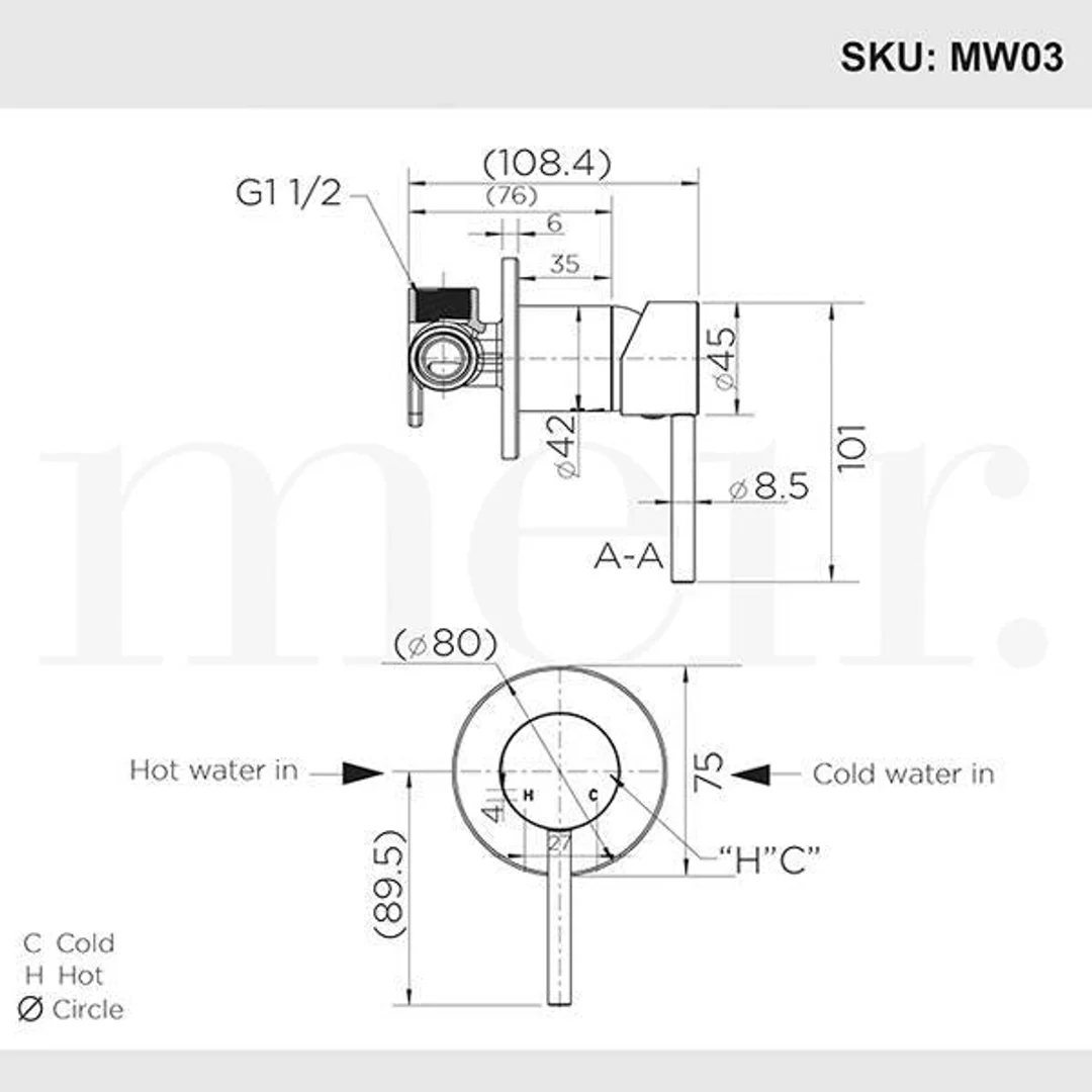 Meir Round Chrome Wall Mixer - Image 5