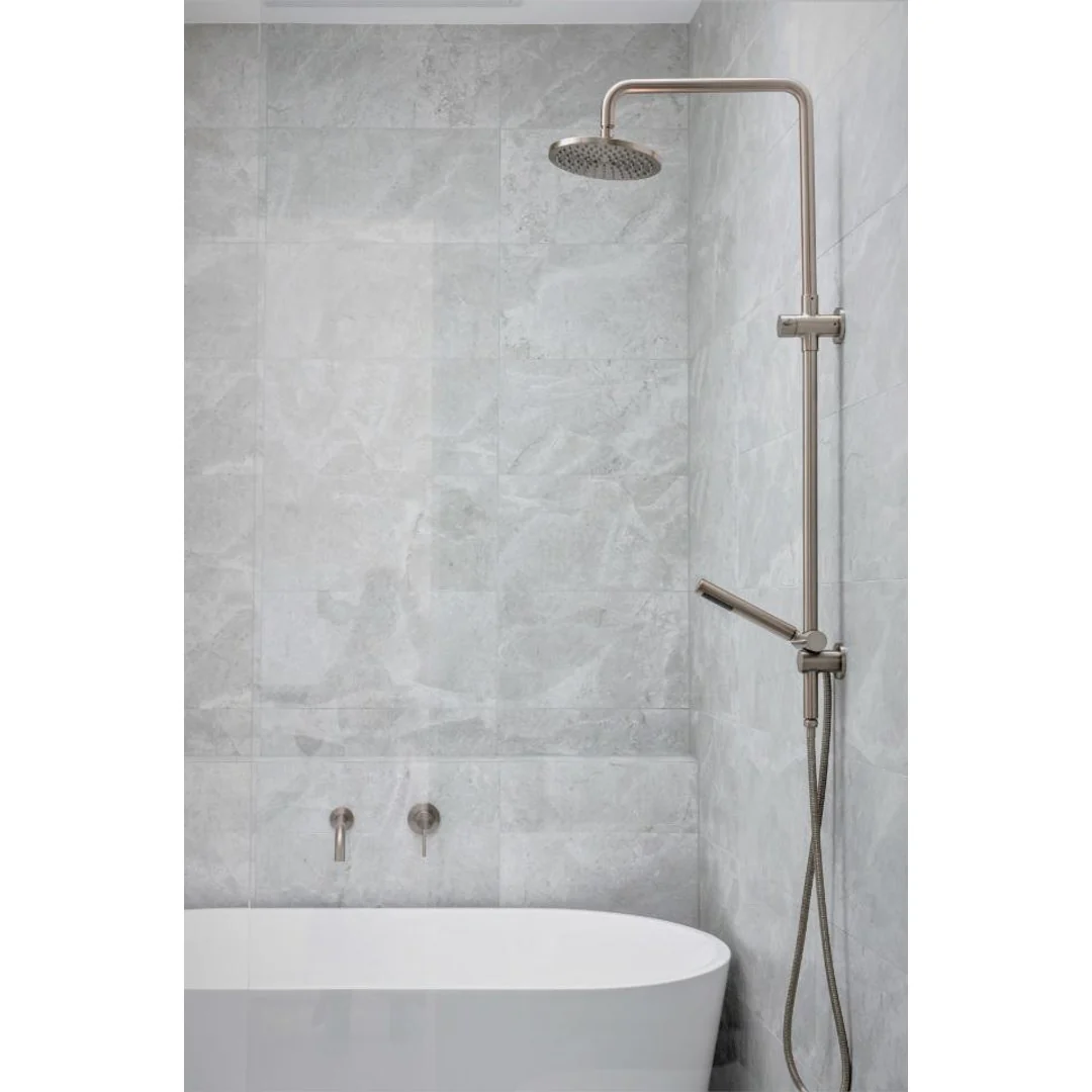 Meir Round Combination Shower Rail 200mm Rose & Hand Shower - Champagne - Image 2