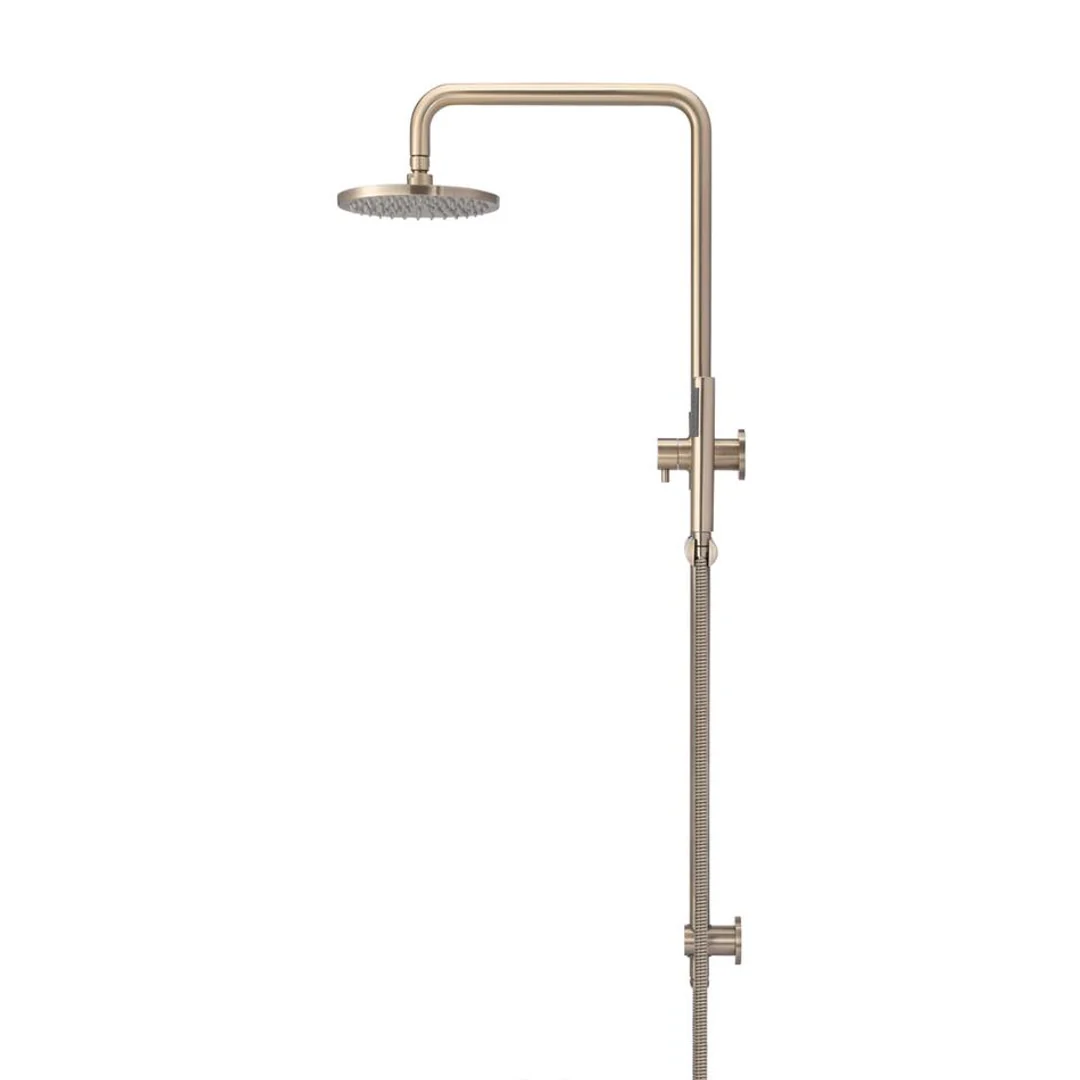 Meir Round Combination Shower Rail 200mm Rose & Hand Shower - Champagne - Image 4