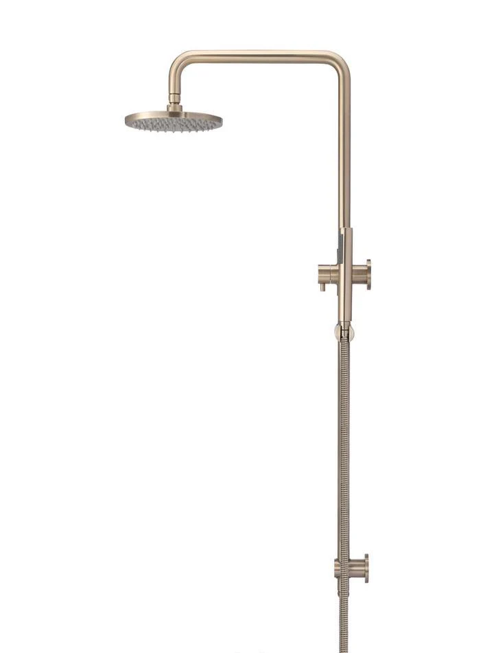Meir Round Combination Shower Rail 200mm Rose & Hand Shower - Champagne - Image 8