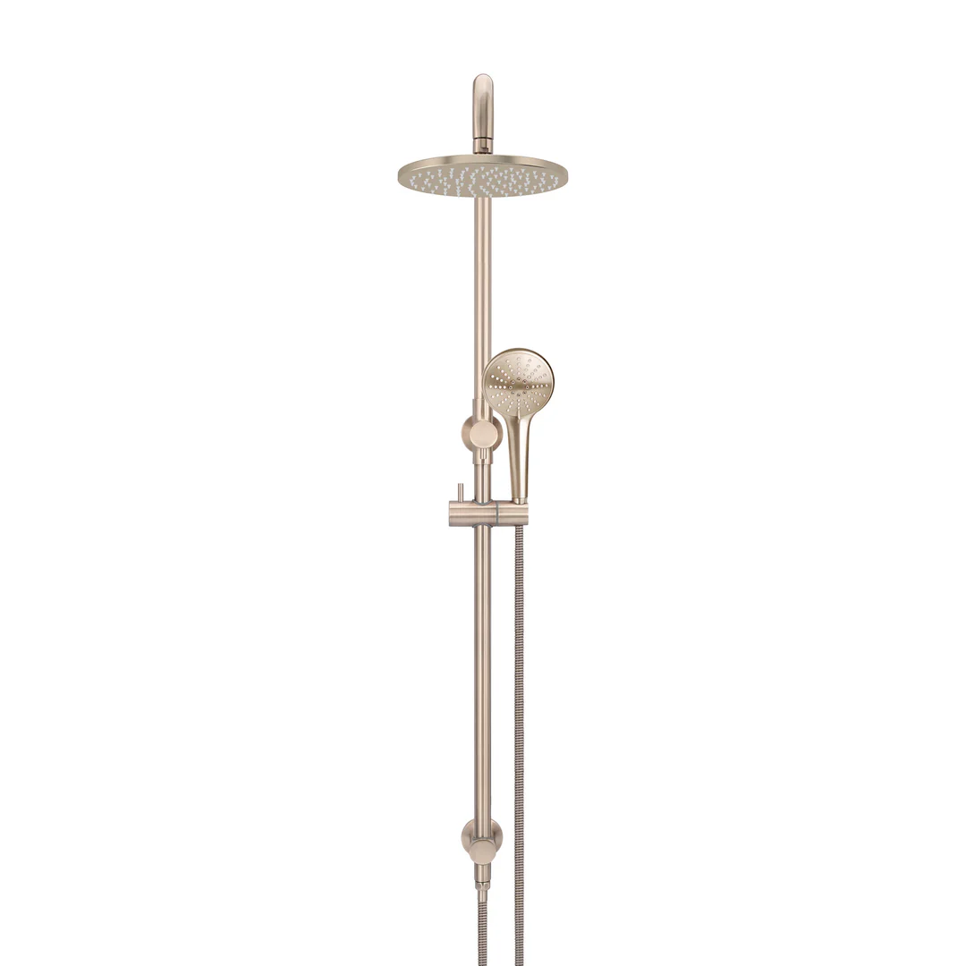 Meir Round Combination Shower Rail 200Mm Rose Three Function Hand Shower Champagne