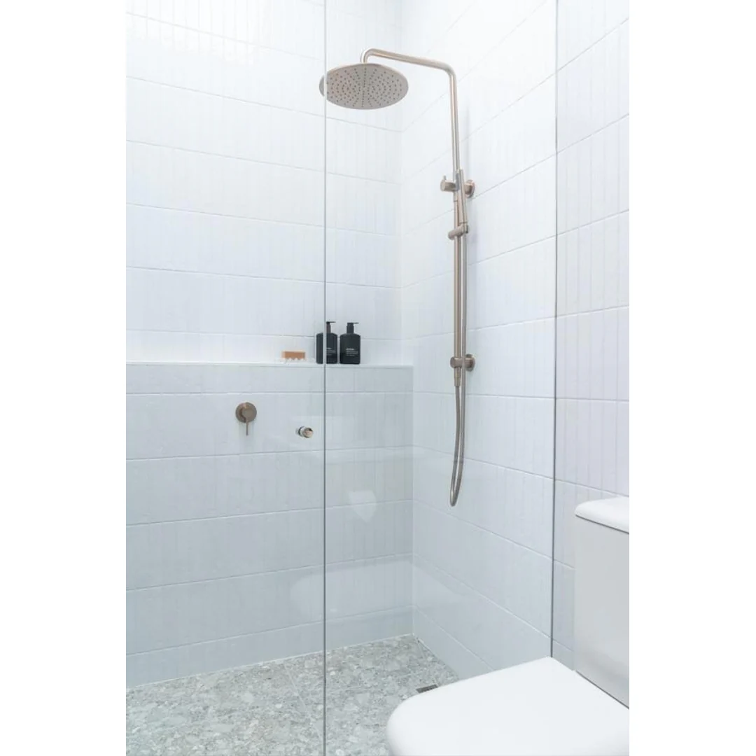 Meir Round Combination Shower Rail 300mm Rose & Hand Shower - Champagne - Image 3