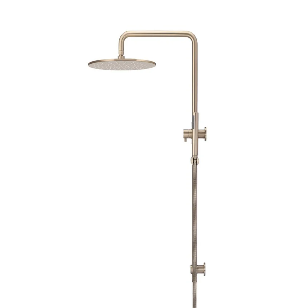Meir Round Combination Shower Rail 300mm Rose & Hand Shower - Champagne - Image 4