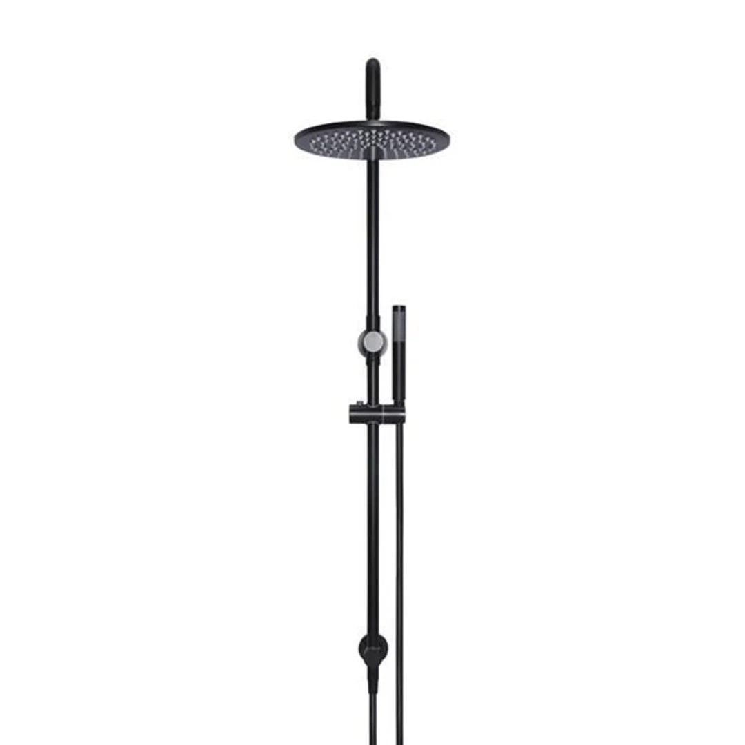 Meir Round Combination Shower Rail 300mm Rose & Hand Shower - Matte Black - Image 3