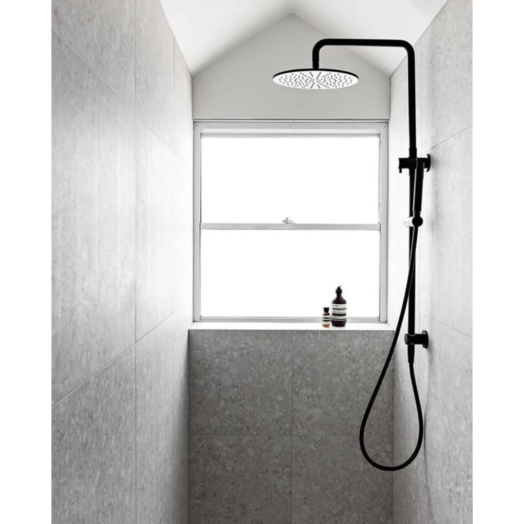 Meir Round Combination Shower Rail 300mm Rose & Hand Shower - Matte Black - Image 5