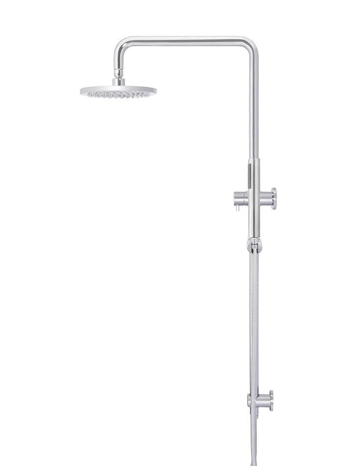 Meir Round Combo Shower Rail 200mm Rose 3-Function Hand Shower Polished Chrome - Image 7