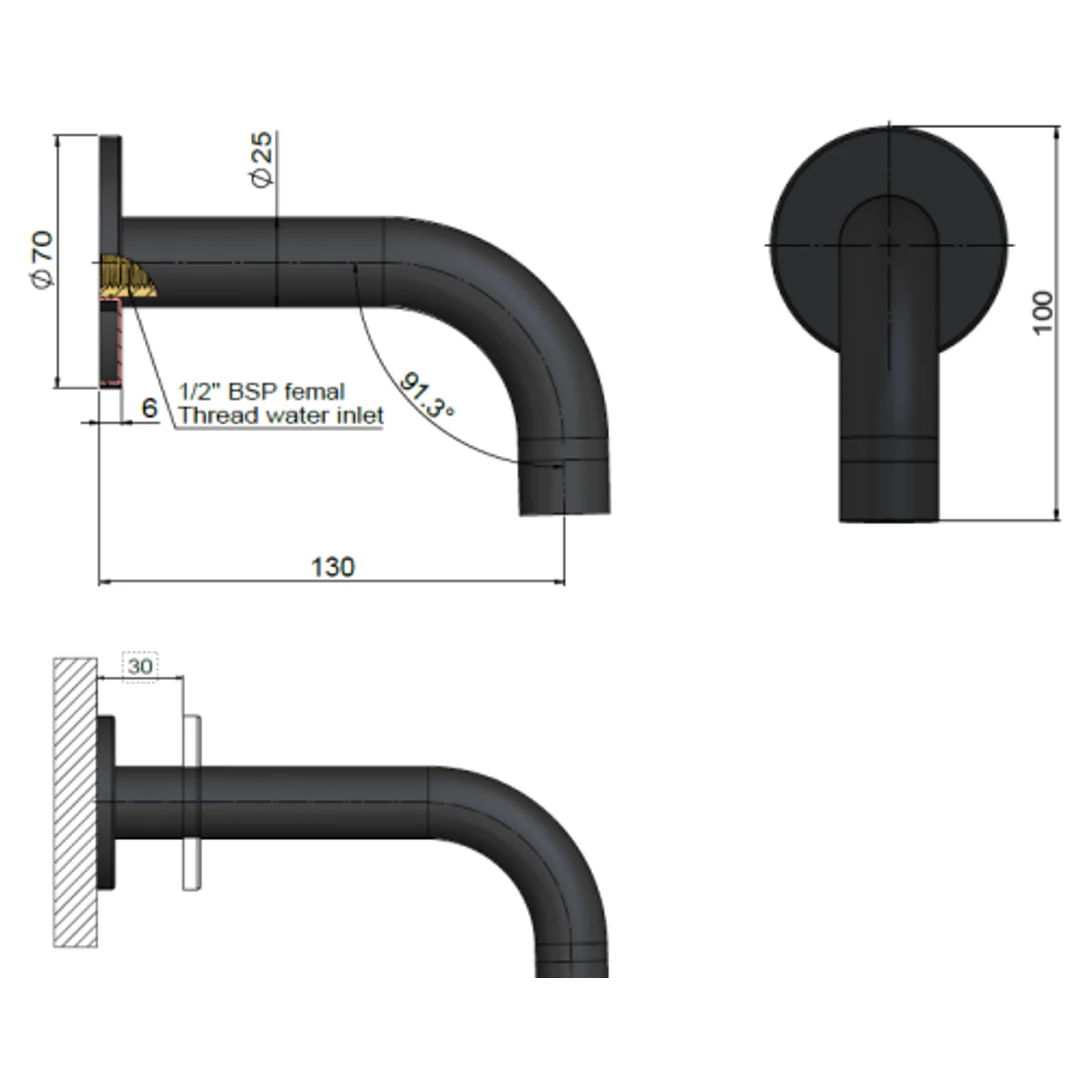 Meir Universal Round Curved Spout 130Mm Tiger Bronze - Image 3