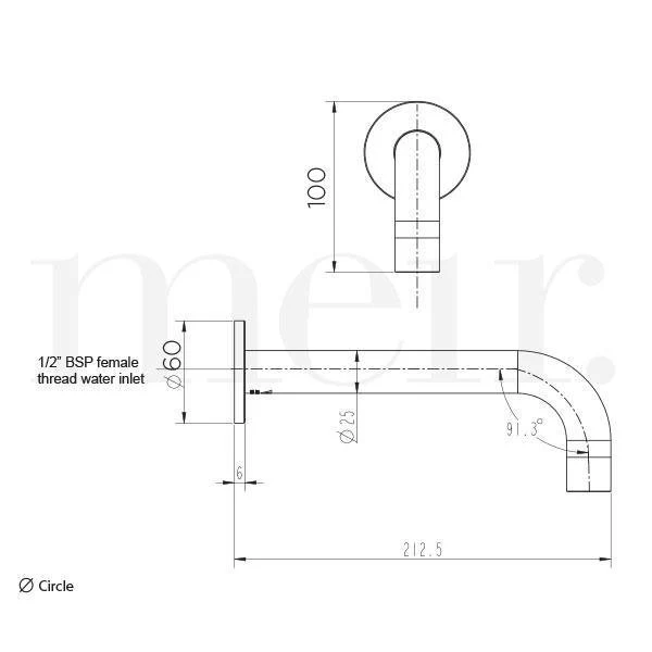 Meir Round Curved Wall Spout Brushed Nickel 200mm - Image 9