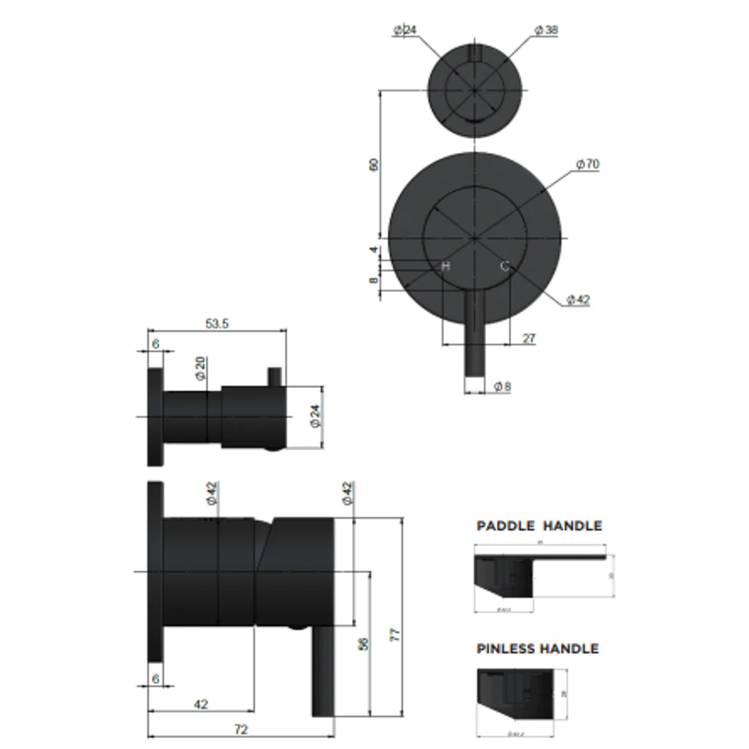 Meir Round Diverter Mixer Finish Kit Matte Black - Image 3