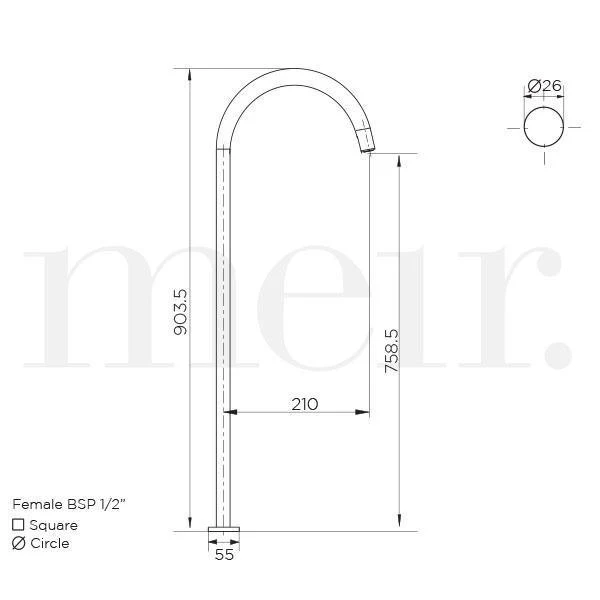 Meir Round Freestanding Bath Spout Brushed Nickel - Image 8