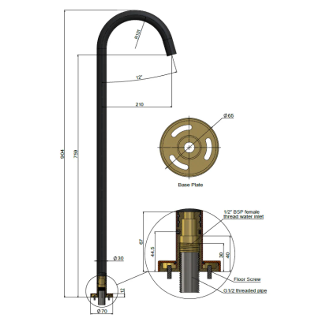 Meir Round Freestanding Bath Spout Matte Black - Image 3