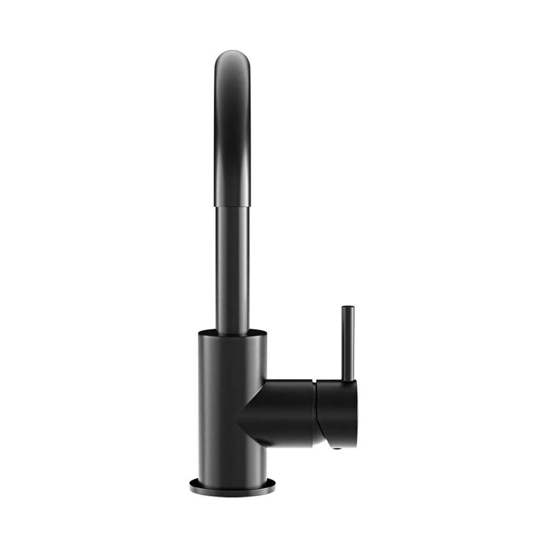 Meir Round Gooseneck Basin Mixer With Cold Start Matte Black - Image 3