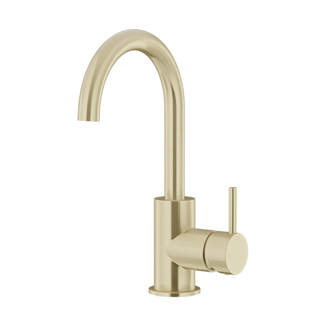 Meir Round Gooseneck Basin Mixer With Cold Start Tiger Bronze - Image 4