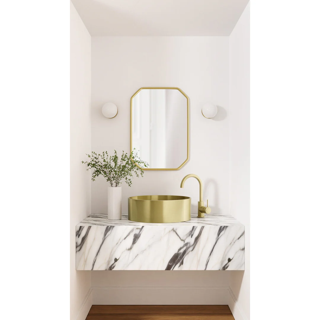 Meir Round Gooseneck Basin Mixer With Cold Start Tiger Bronze - Image 5