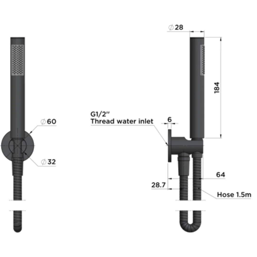 Meir Round Hand Shower On Fixed Bracket Shadow - Image 2