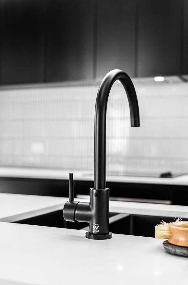 Meir Round Gooseneck Kitchen Mixer Tap Matte Black - Image 14
