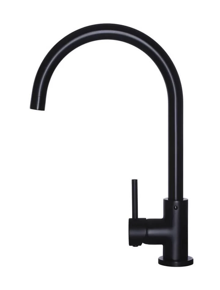 Meir Round Gooseneck Kitchen Mixer Tap Matte Black - Image 9