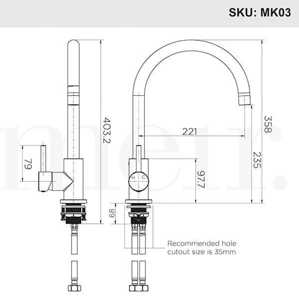 Meir Round Gooseneck Kitchen Mixer Tap Brushed Nickel - Image 10