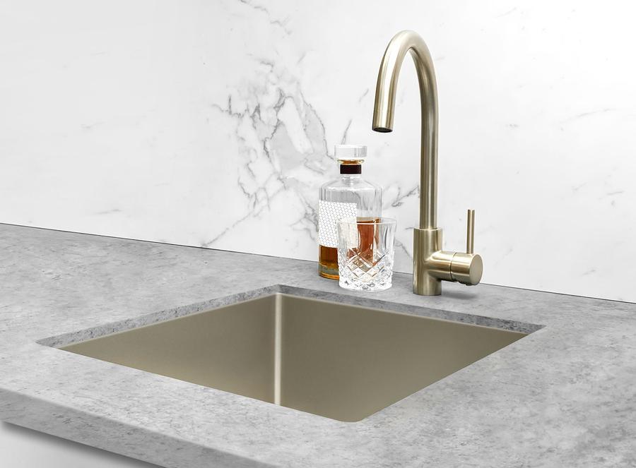 Meir Round Gooseneck Kitchen Mixer Tap Brushed Nickel - Image 13