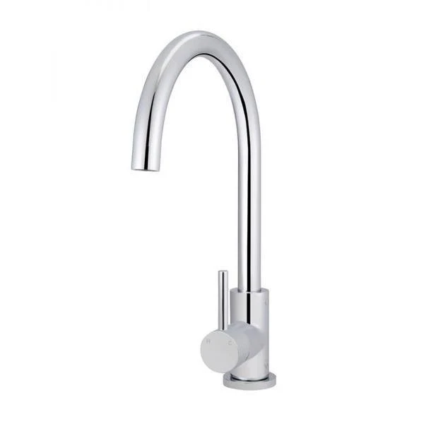 Meir Round Gooseneck Kitchen Mixer Tap Polished Chrome - Image 4