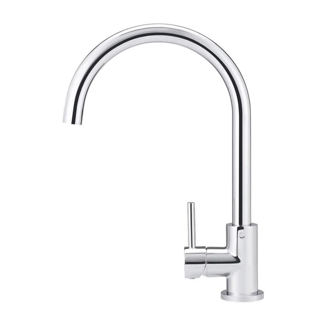 Meir Round Gooseneck Kitchen Mixer Tap Polished Chrome - Image 6