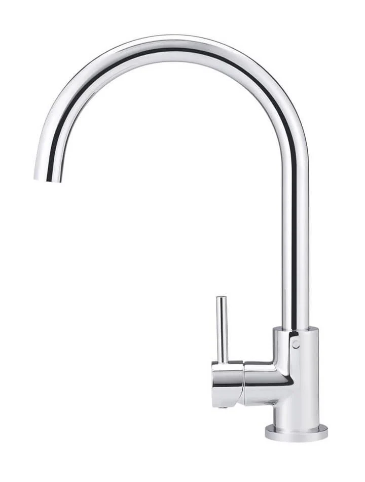 Meir Round Gooseneck Kitchen Mixer Tap Polished Chrome - Image 8