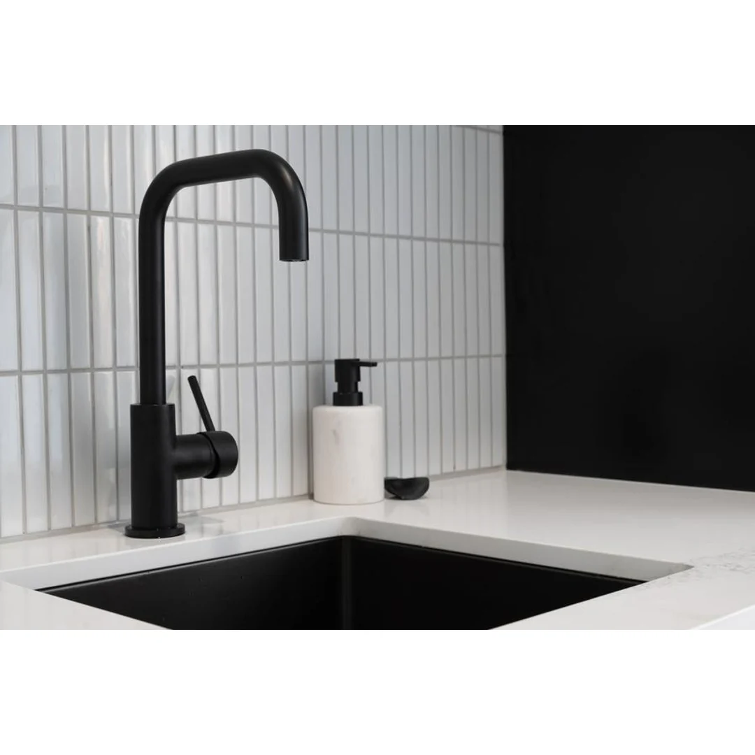 Meir Round Kitchen Mixer Tap Matte Black - Image 8
