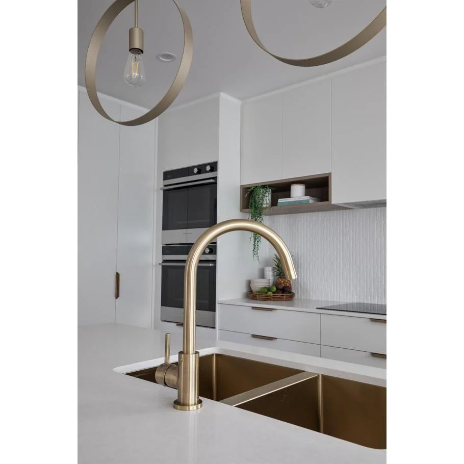 Meir Round Gooseneck Kitchen Mixer Tap Tiger Bronze - Image 10