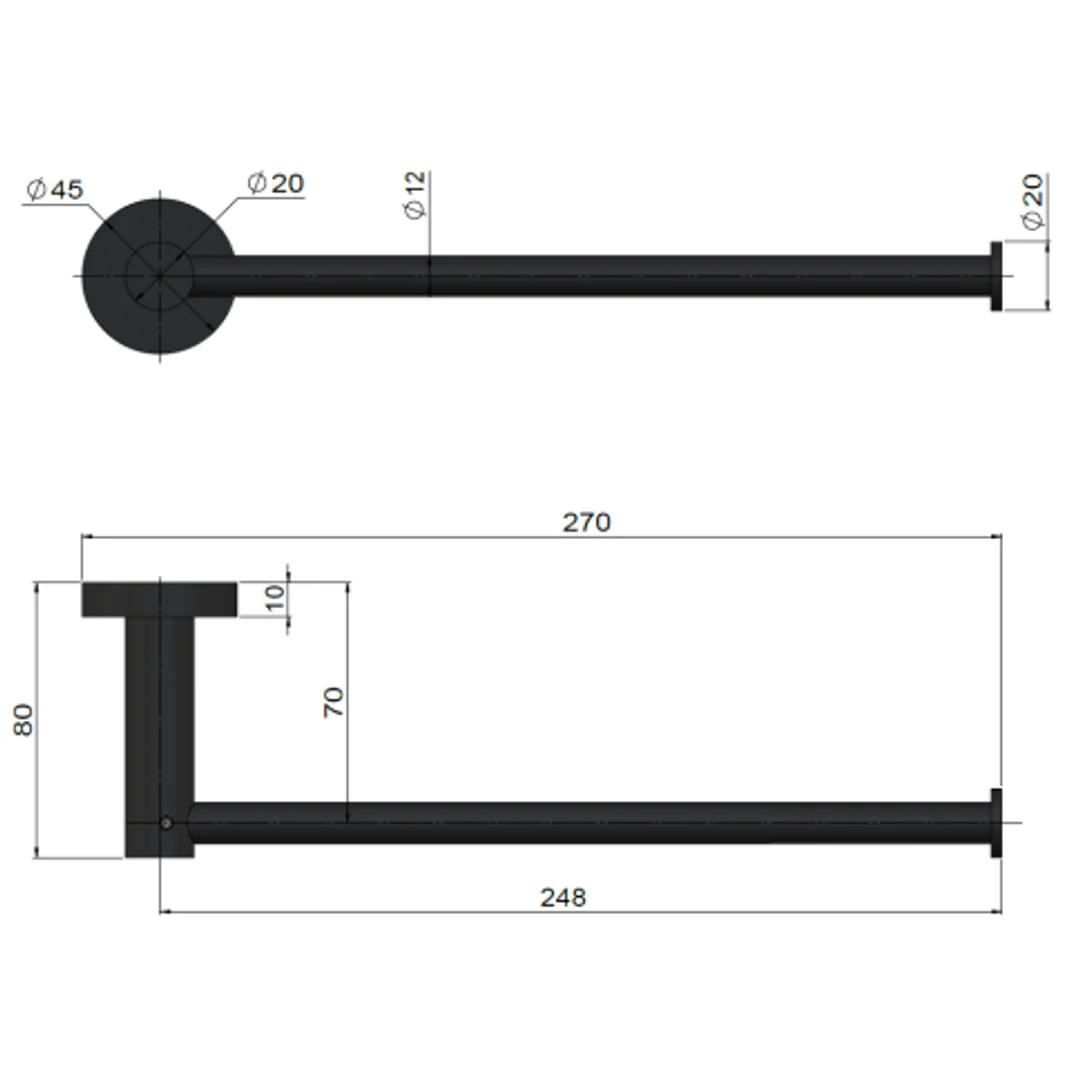 Meir Round Guest Towel Rail Matte Black - Image 3