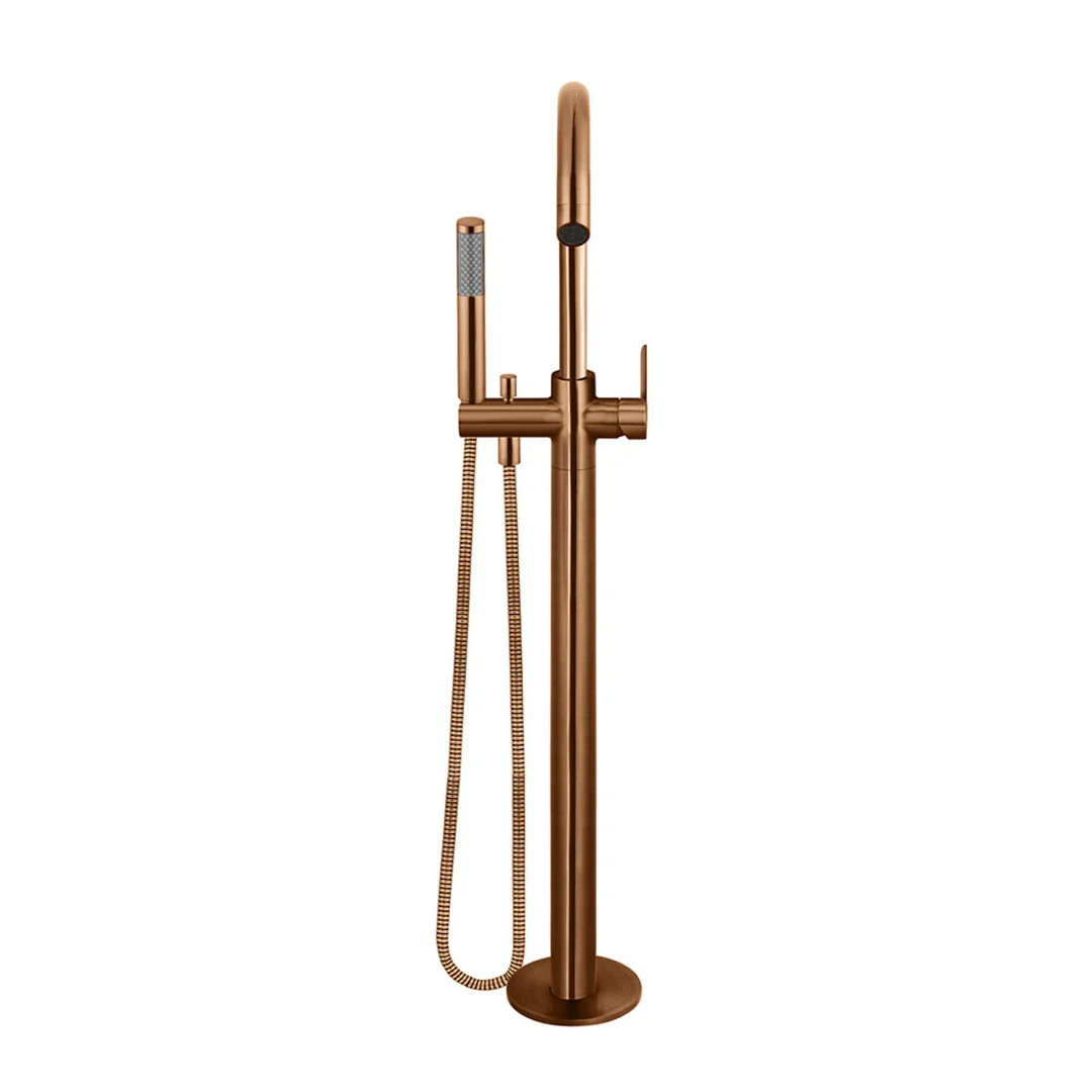 Meir Round Paddle Freestanding Bath Spout And Hand Shower Lustre Bronze - Image 4