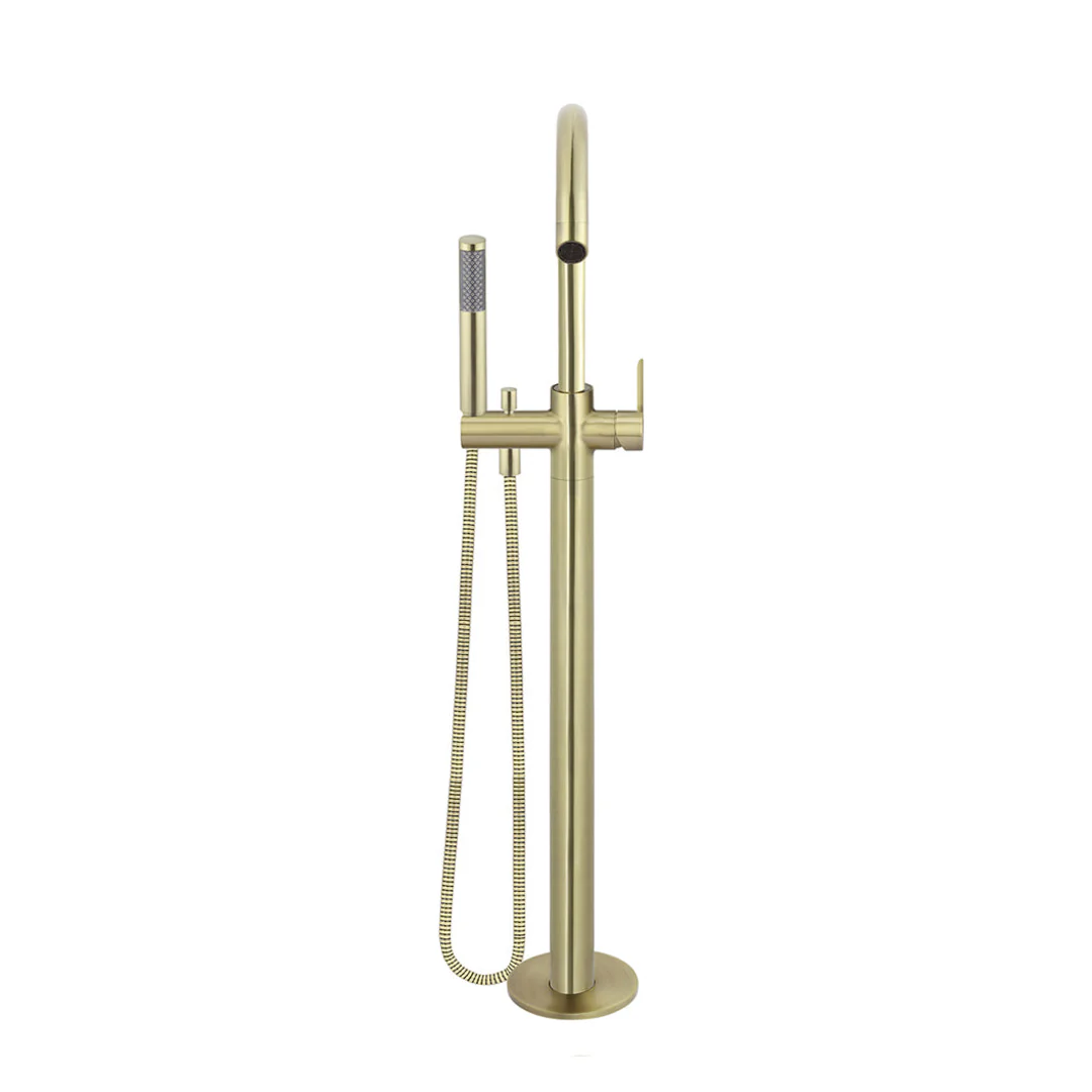 Meir Round Paddle Freestanding Bath Spout And Hand Shower Tiger Bronze - Image 4