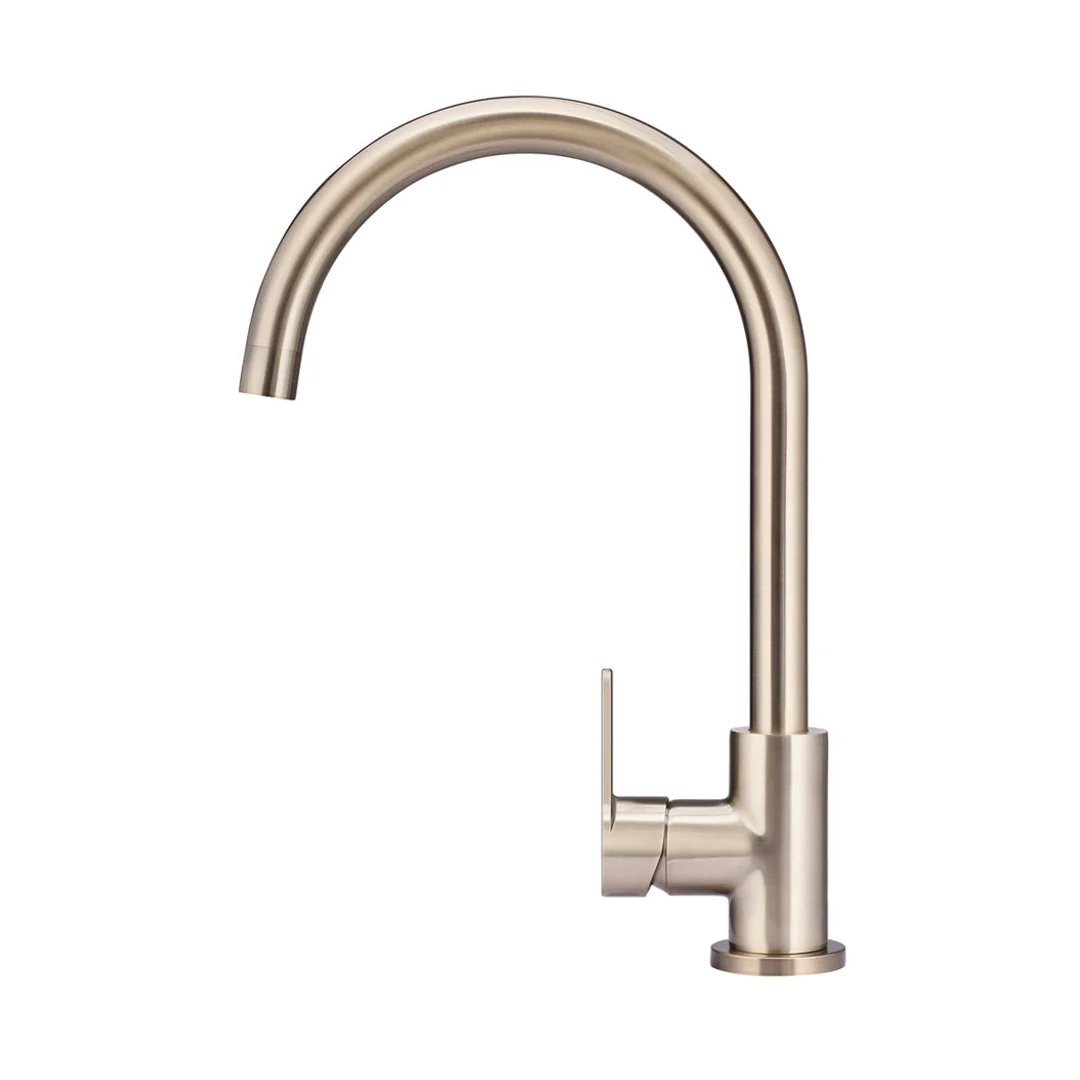 Meir Round Paddle Gooseneck Kitchen Mixer Tap Champagne - Image 3
