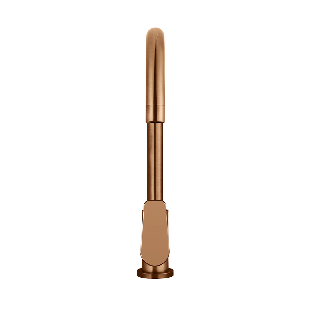 Meir Round Paddle Gooseneck Kitchen Mixer Tap Lustre Bronze - Image 4