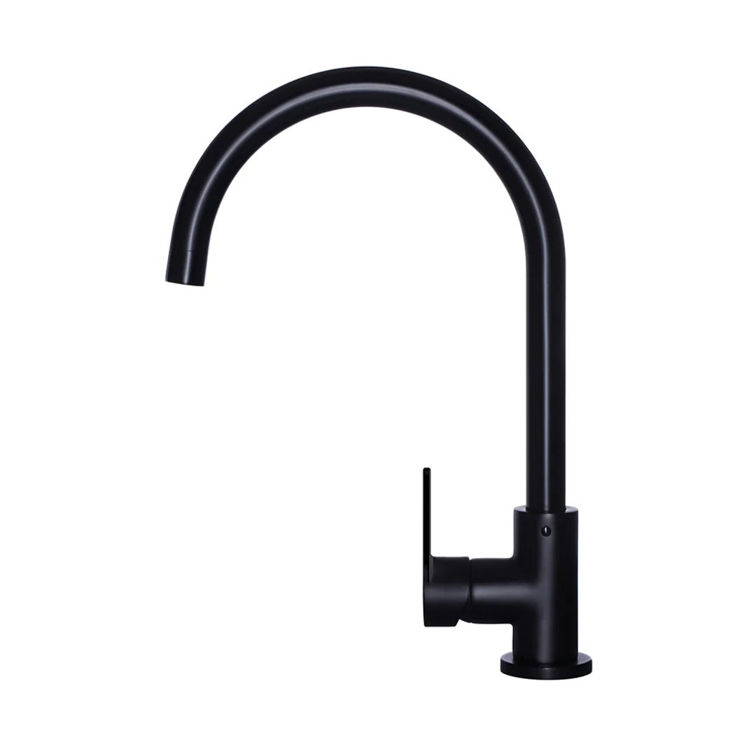Meir Round Paddle Gooseneck Kitchen Mixer Tap Matte Black - Image 3