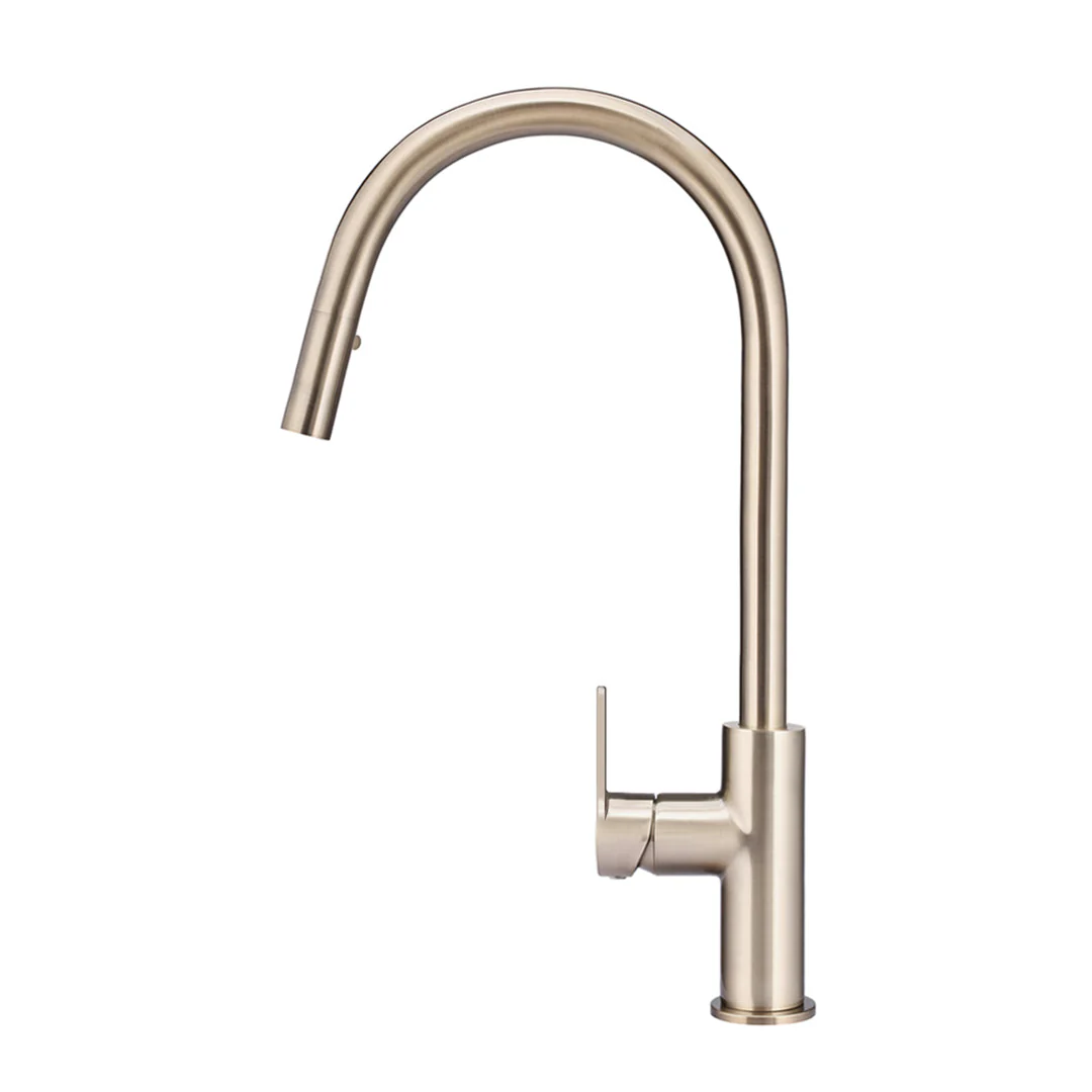 Meir Round Paddle Piccola Pull Out Kitchen Mixer Tap Champagne - Image 3