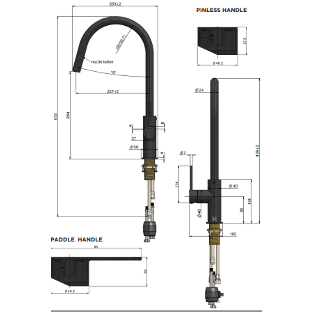 Meir Piccola Out Kitchen Mixer Tap Matte Black - Image 3