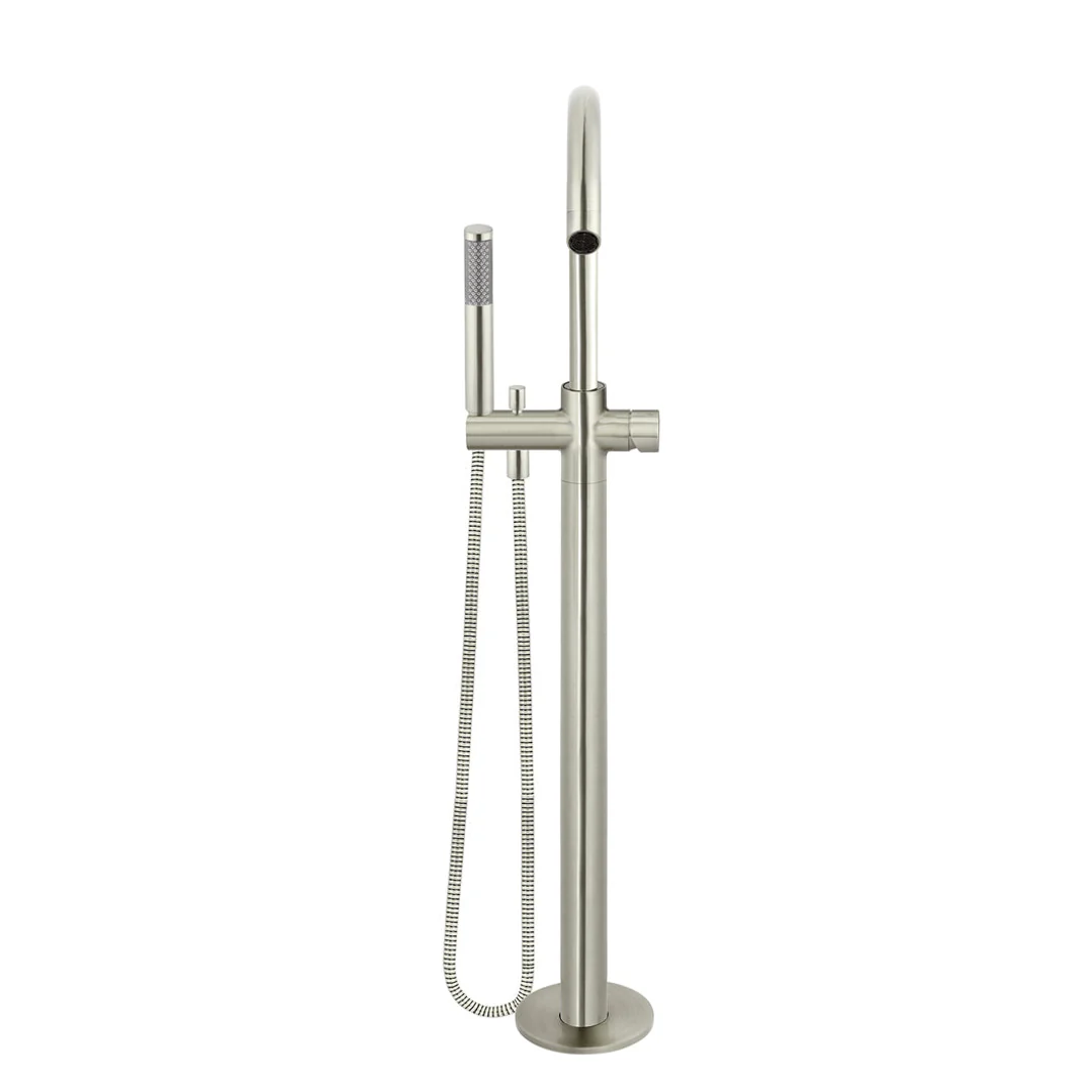 Meir Round Pinless Freestanding Bath Spout And Hand Shower Brushed Nickel - Image 4