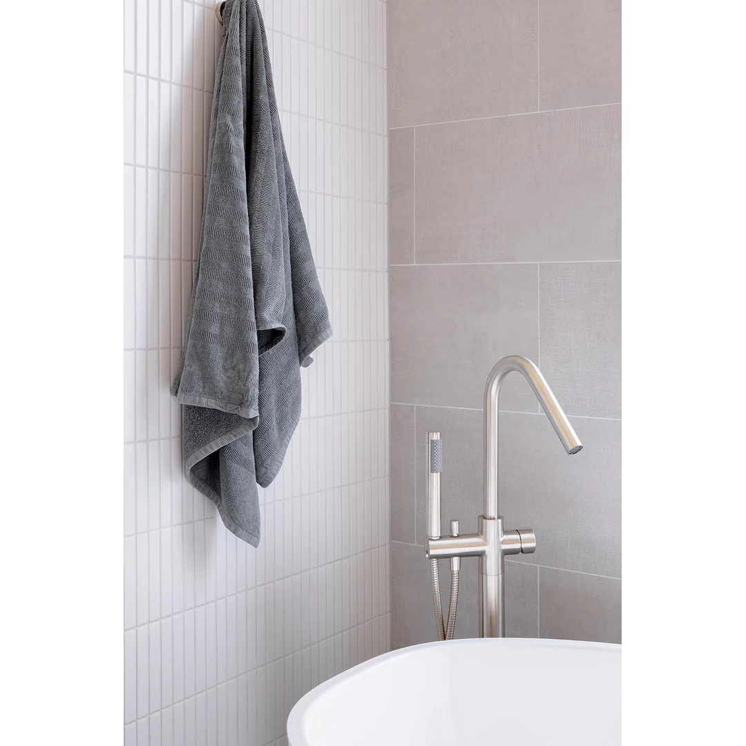 Meir Round Pinless Freestanding Bath Spout And Hand Shower Brushed Nickel - Image 5