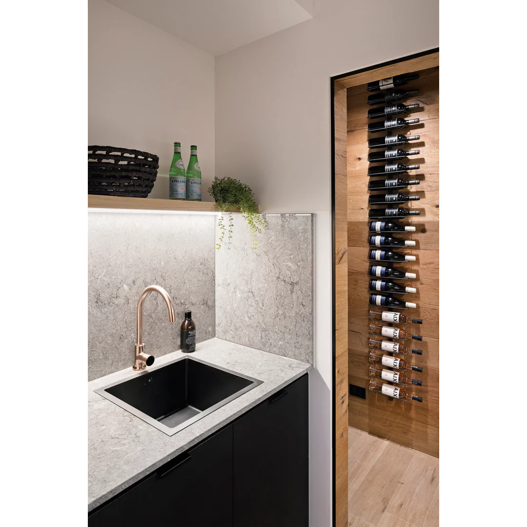 Meir Round Pinless Gooseneck Kitchen Mixer Tap Champagne - Image 6