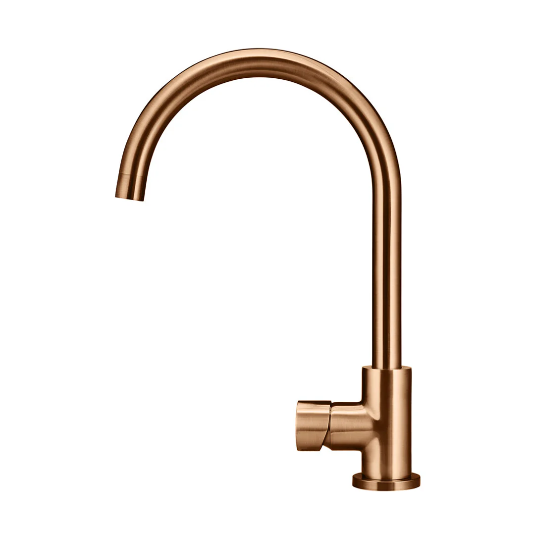 Meir Round Pinless Gooseneck Kitchen Mixer Tap Lustre Bronze - Image 4