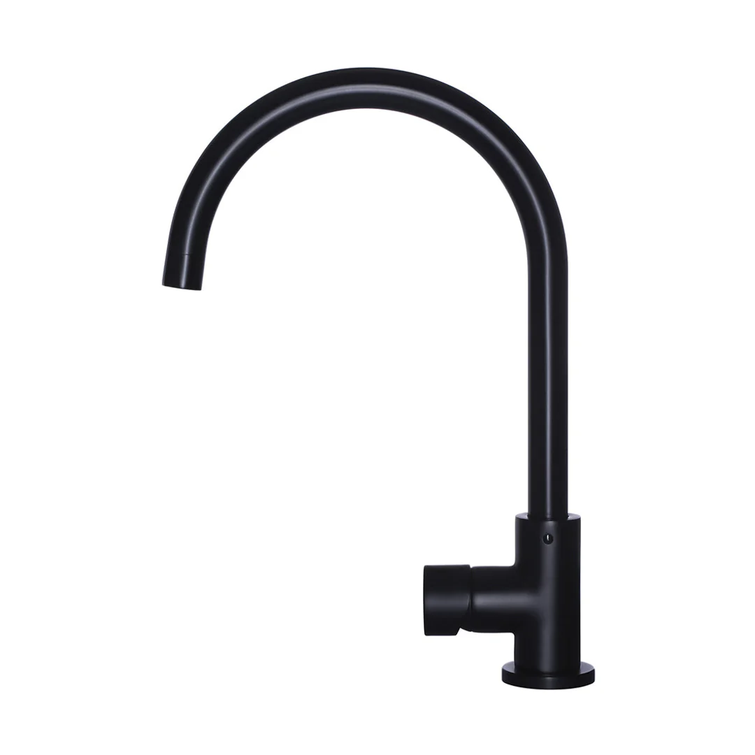 Meir Round Pinless Gooseneck Kitchen Mixer Tap Matte Black - Image 3