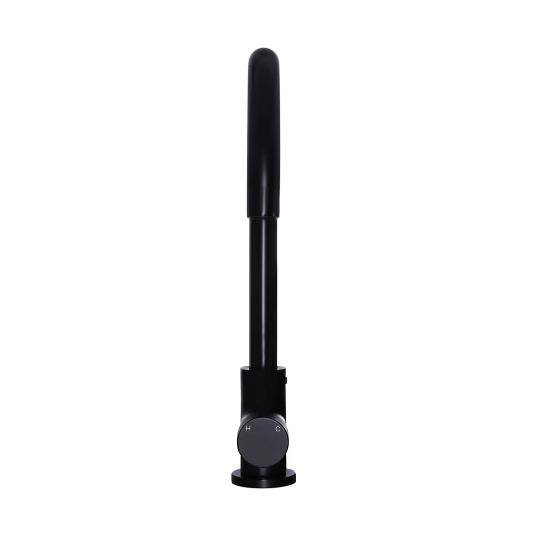 Meir Round Pinless Gooseneck Kitchen Mixer Tap Matte Black - Image 4