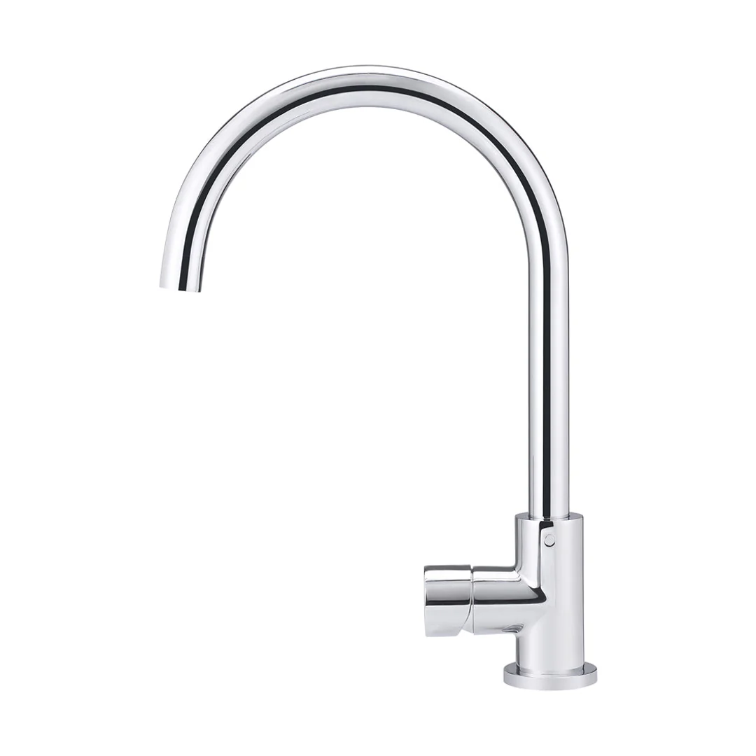 Meir Round Pinless Gooseneck Kitchen Mixer Tap Polished Chrome - Image 3