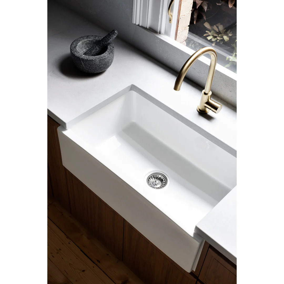 Meir Round Pinless Gooseneck Kitchen Mixer Tap Tiger Bronze - Image 5